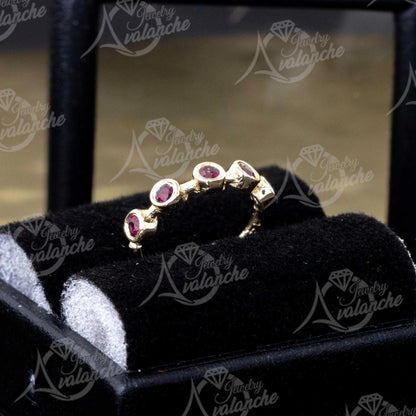 Jewelry Avalanche Bezel Set Ruby Nose Hoop, 20G 14K Gold Nose Ring, 8mm