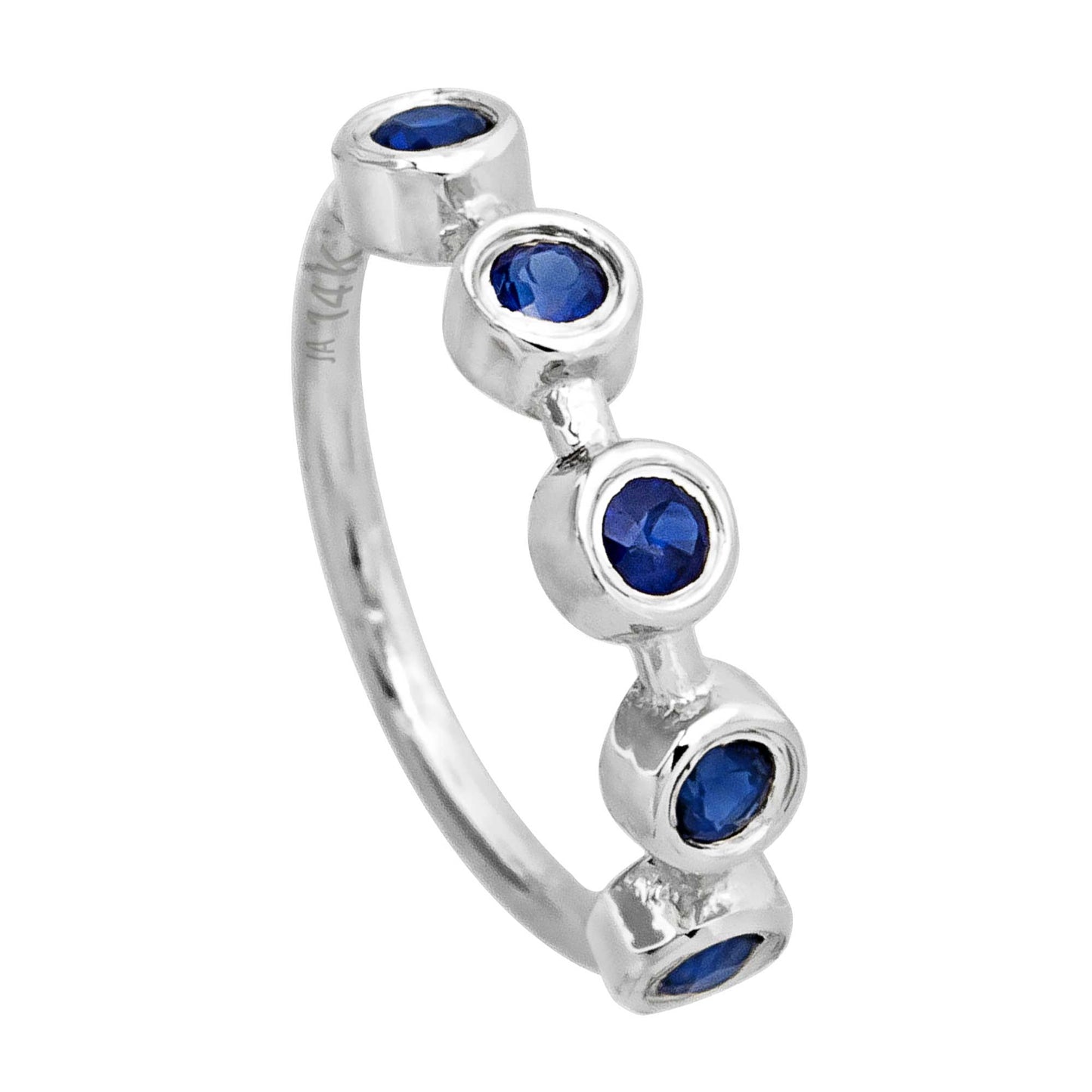 Jewelry Avalanche 14K Gold 5-stone Bezel set Blue Sapphire Nose Hoop, 8mm, 20G Nose Ring