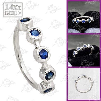 Jewelry Avalanche 14K Gold 5-stone Bezel set Blue Sapphire Nose Hoop, 8mm, 20G Nose Ring