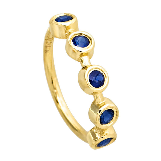 Jewelry Avalanche 14K Gold 5-stone Bezel set Blue Sapphire Nose Hoop, 8mm, 20G Nose Ring