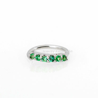 Jewelry Avalanche Unisex 20G 14K Gold Emerald Nose Hoop, 6mm(1/4") Nose Ring