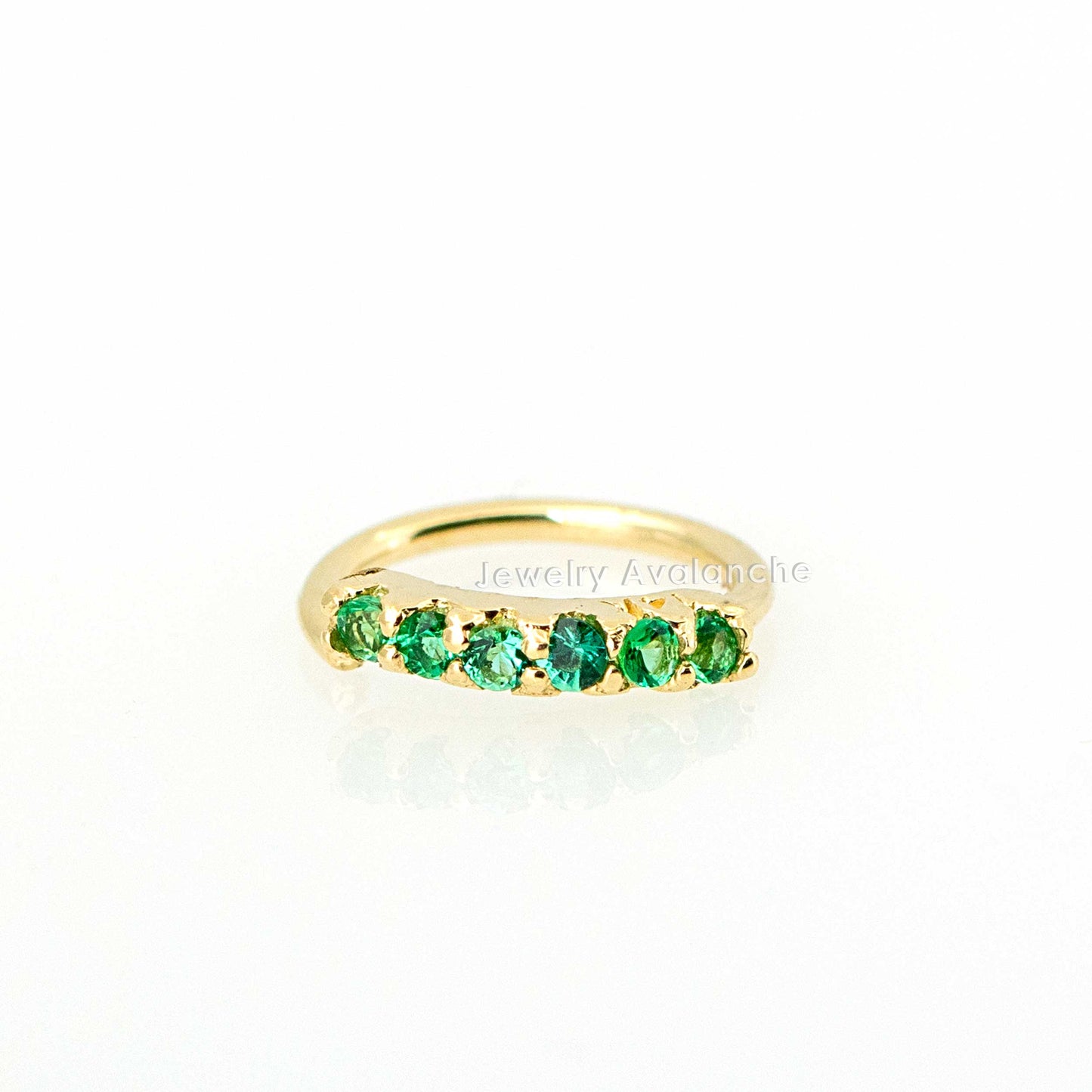 Jewelry Avalanche Unisex 20G 14K Gold Emerald Nose Hoop, 6mm(1/4") Nose Ring