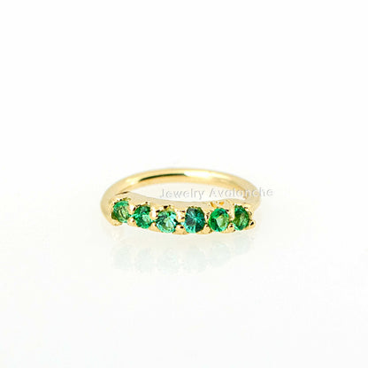 Jewelry Avalanche Unisex 20G 14K Gold Emerald Nose Hoop, 6mm(1/4") Nose Ring