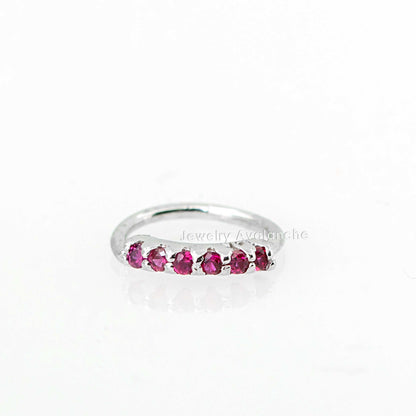 Jewelry Avalanche Unisex 20G 14K Gold Ruby Nose Hoop, 6mm(1/4") Nose Ring