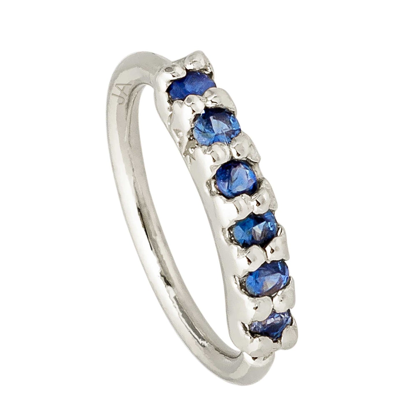 Jewelry Avalanche Unisex 20G 14K Gold Blue Sapphire Nose Hoop, 6mm(1/4") Nose Ring