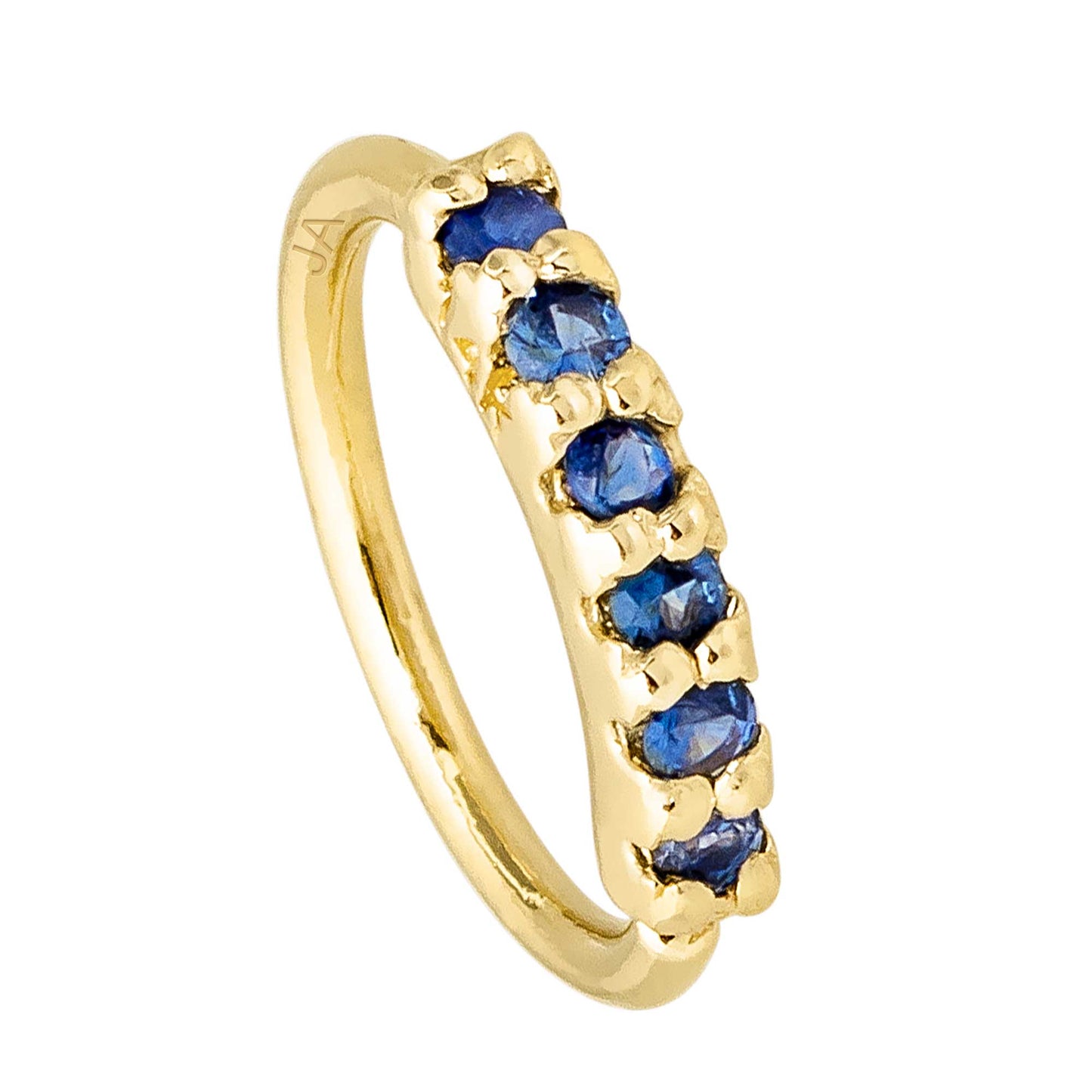 Jewelry Avalanche Unisex 20G 14K Gold Blue Sapphire Nose Hoop, 6mm(1/4") Nose Ring