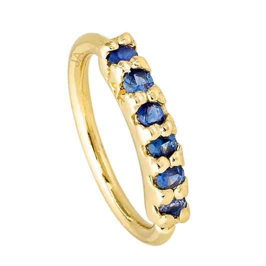 Jewelry Avalanche Unisex 20G 14K Gold Blue Sapphire Nose Hoop, 6mm(1/4") Nose Ring