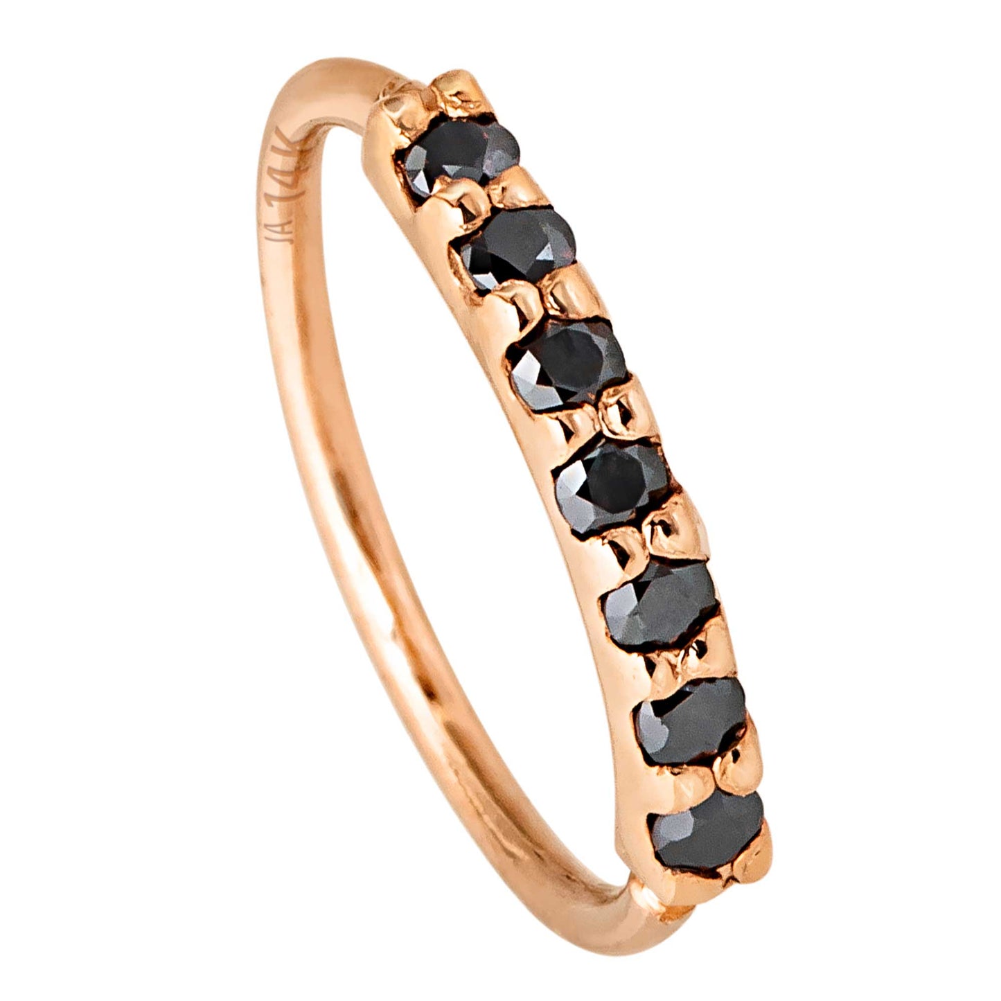 Jewelry Avalanche Unisex 20G 14K Gold 7-stone Nose Hoop Ring with Black Moissanites, 8mm Nose Ring