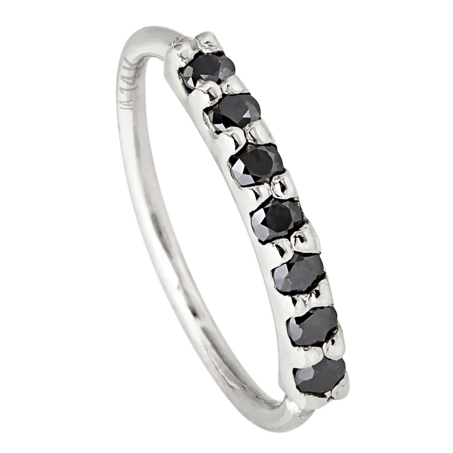 Jewelry Avalanche Unisex 20G 14K Gold 7-stone Nose Hoop Ring with Black Moissanites, 8mm Nose Ring