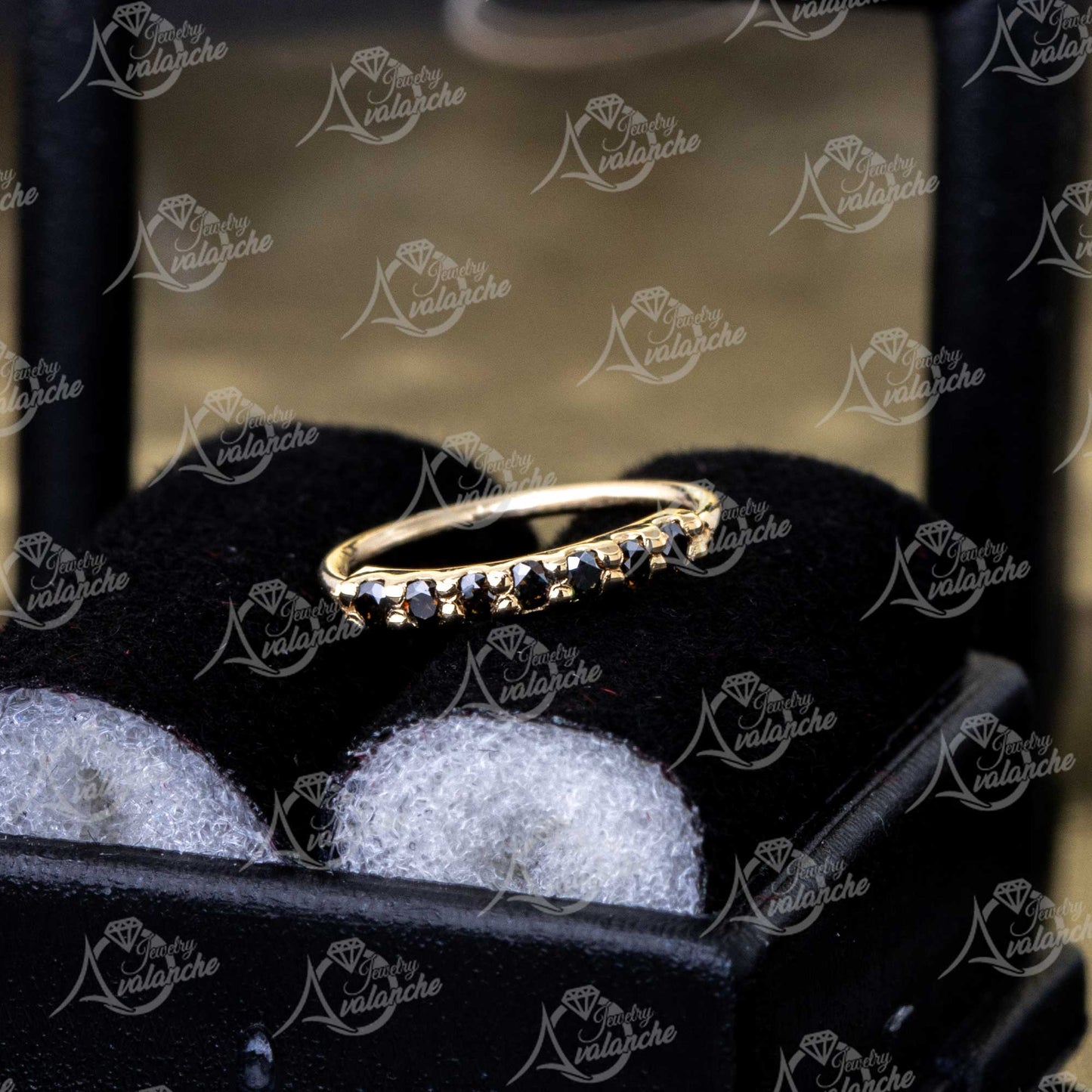 Jewelry Avalanche Unisex 20G 14K Gold 7-stone Nose Hoop Ring with Black Moissanites, 8mm Nose Ring