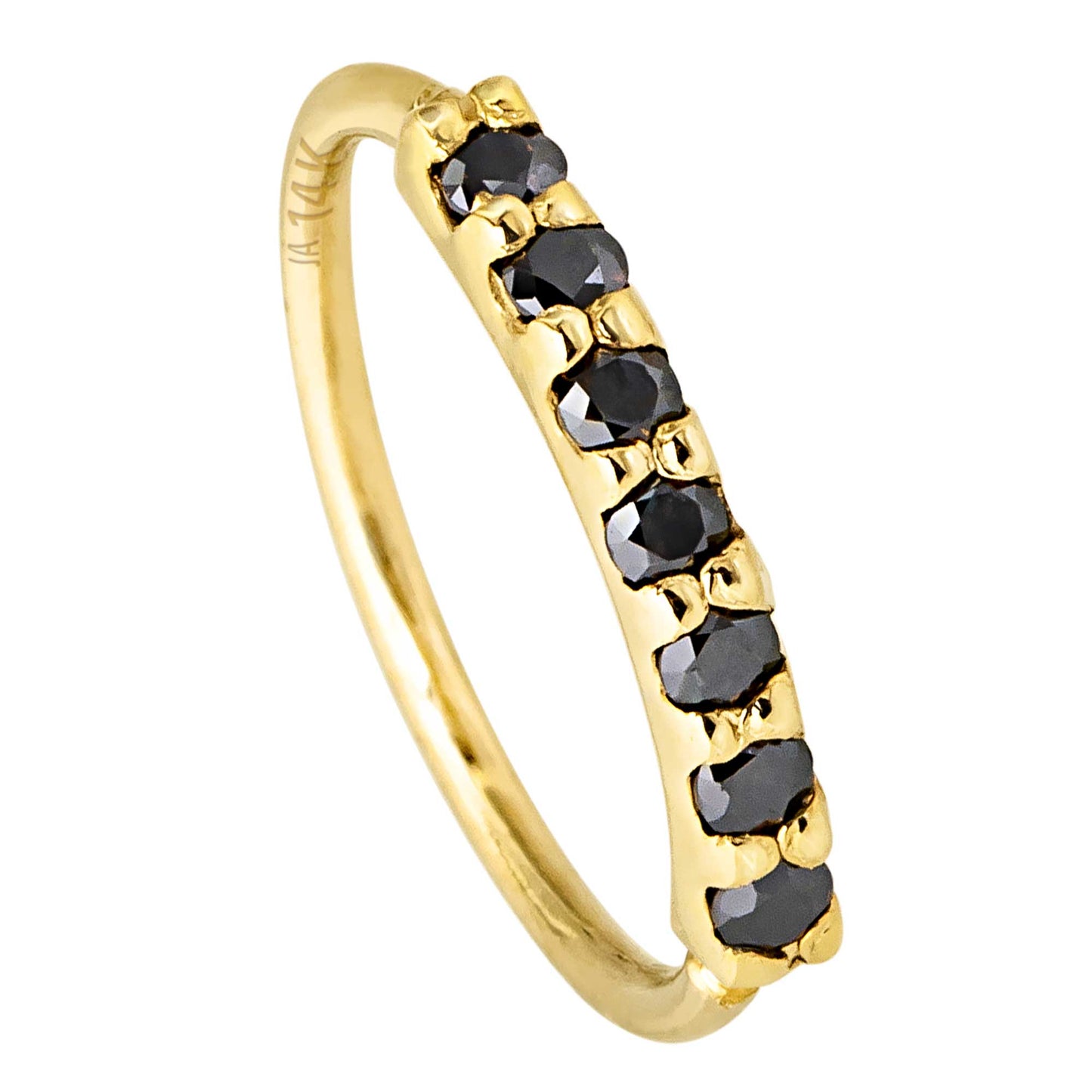 Jewelry Avalanche Unisex 20G 14K Gold 7-stone Nose Hoop Ring with Black Moissanites, 8mm Nose Ring