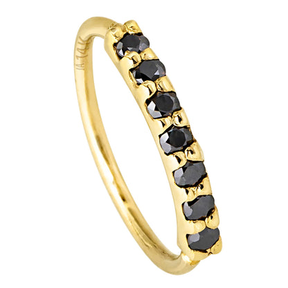 Jewelry Avalanche Unisex 20G 14K Gold 7-stone Nose Hoop Ring with Black Moissanites, 8mm Nose Ring