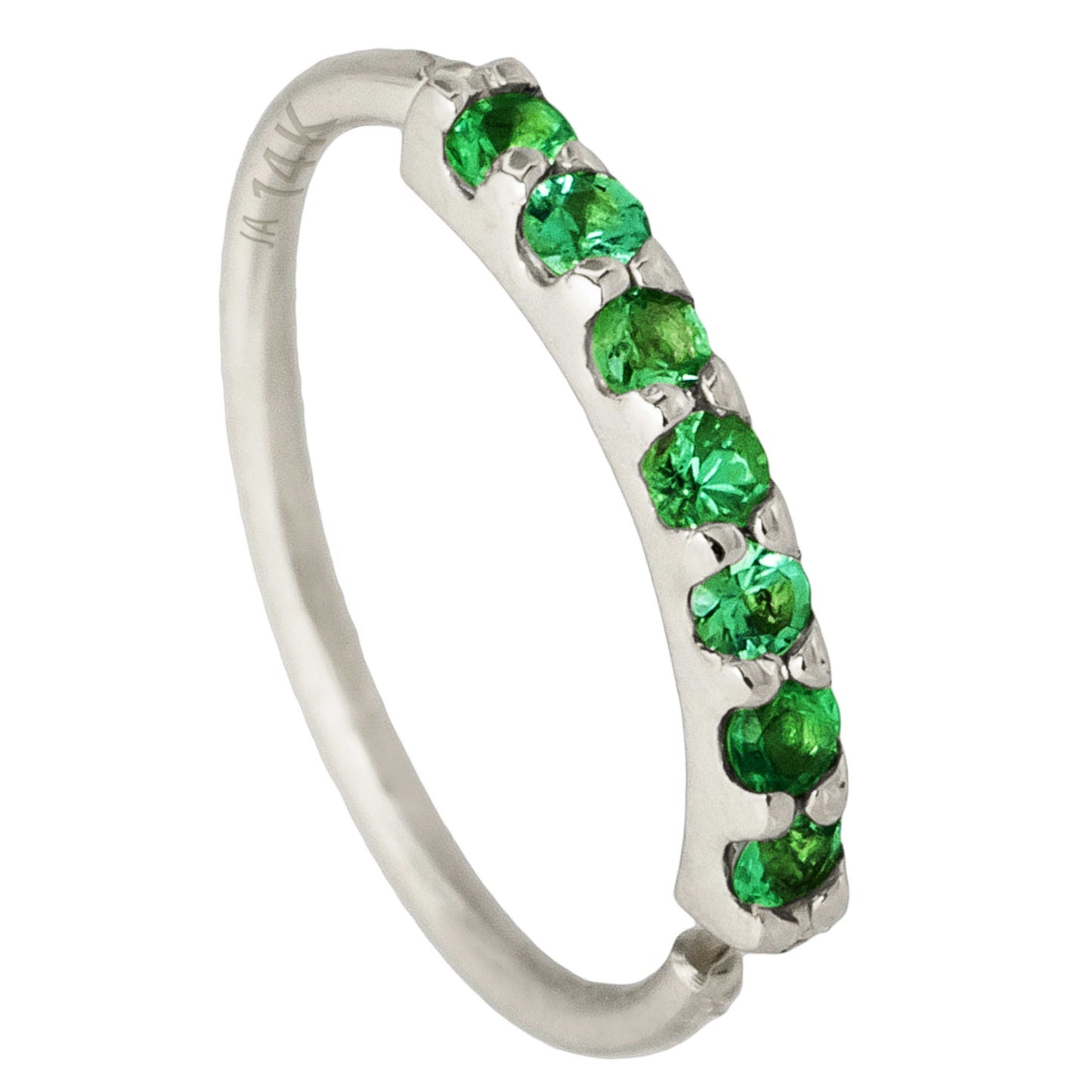 Jewelry Avalanche Unisex 20G 14K Gold 7-stone Emerald Nose Hoop, 8mm(5/16") Nose Ring