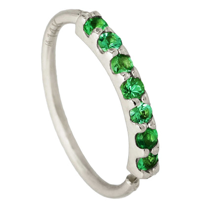 Jewelry Avalanche Unisex 20G 14K Gold 7-stone Emerald Nose Hoop, 8mm(5/16") Nose Ring