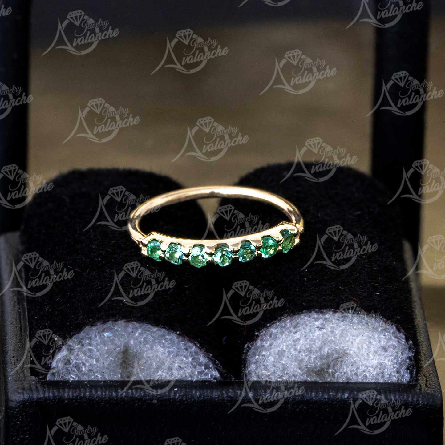 Jewelry Avalanche Unisex 20G 14K Gold 7-stone Emerald Nose Hoop, 8mm(5/16") Nose Ring