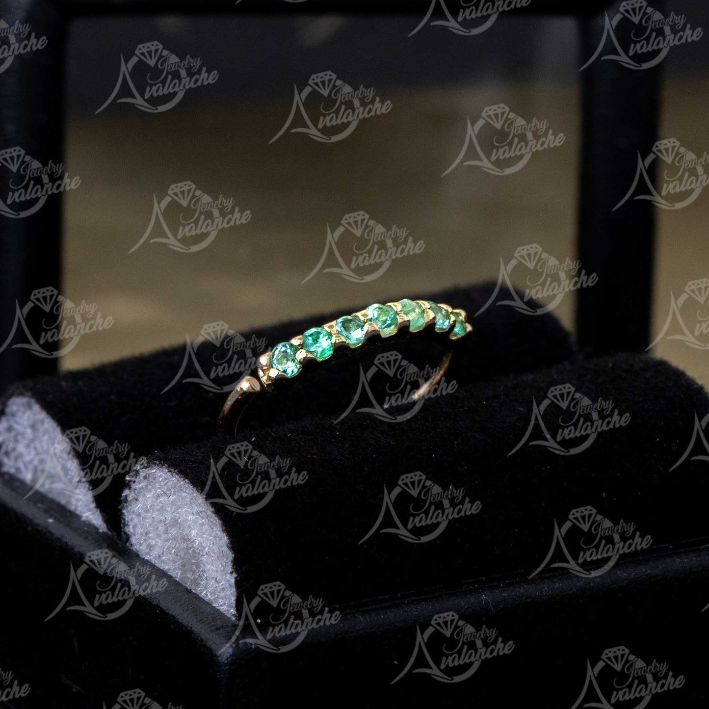 Jewelry Avalanche Unisex 20G 14K Gold 7-stone Emerald Nose Hoop, 8mm(5/16") Nose Ring
