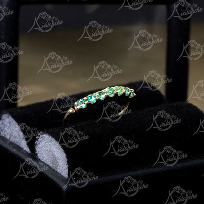 Jewelry Avalanche Unisex 20G 14K Gold 7-stone Emerald Nose Hoop, 8mm(5/16") Nose Ring