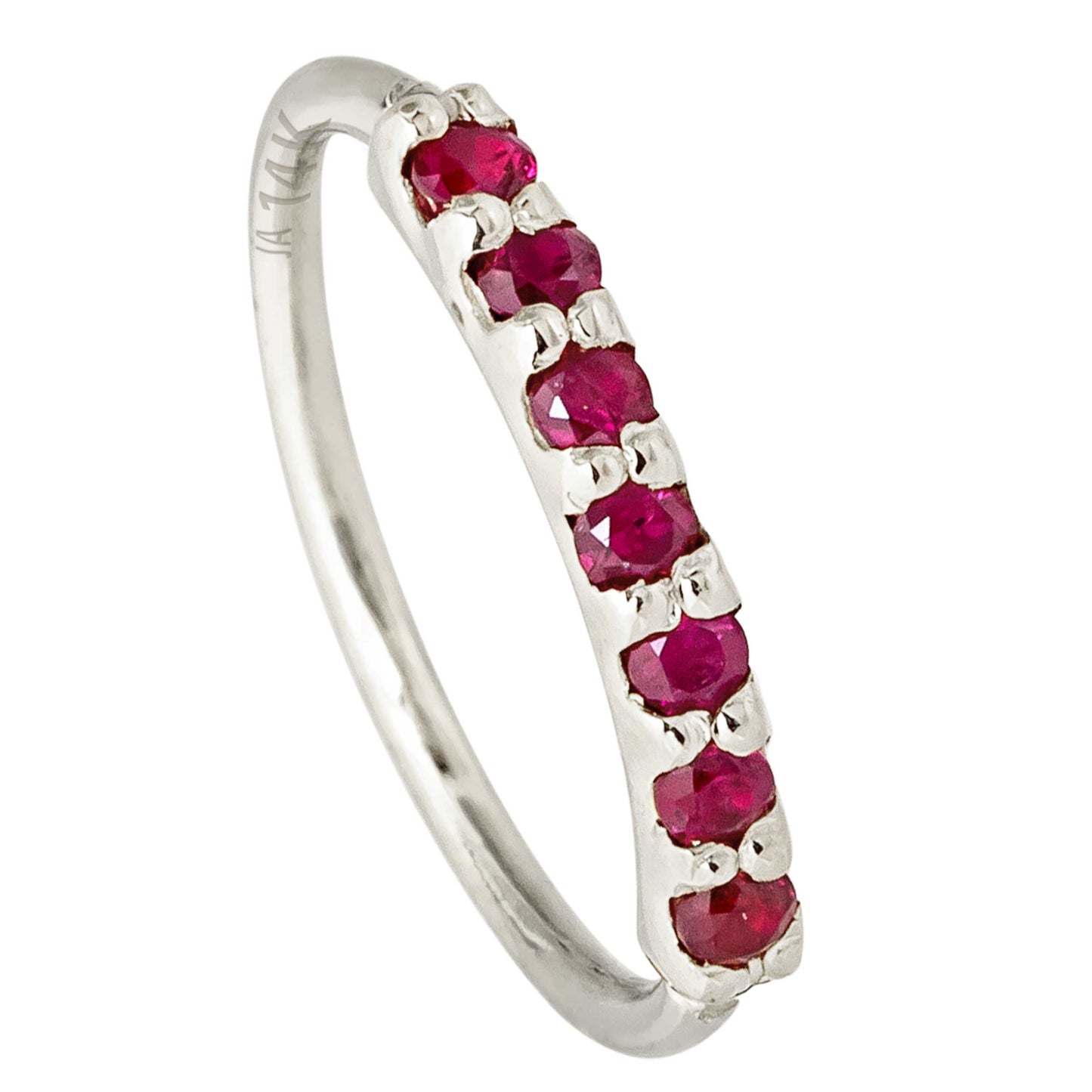 Jewelry Avalanche Unisex 20G 14K Gold 7-stone Ruby Nose Hoop, 8mm(5/16") Nose Ring