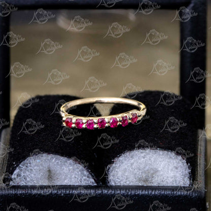 Jewelry Avalanche Unisex 20G 14K Gold 7-stone Ruby Nose Hoop, 8mm(5/16") Nose Ring
