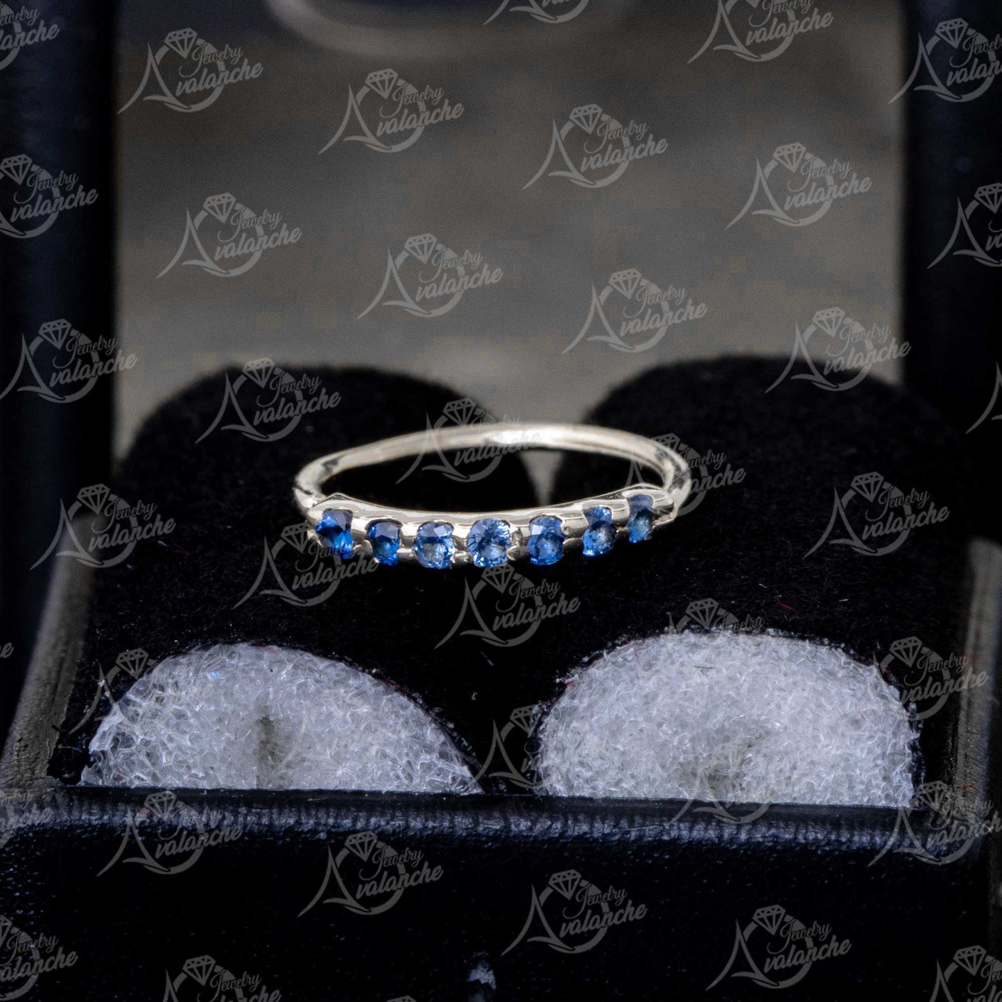 Jewelry Avalanche Unisex 20G 14K Gold 7-stone Blue Sapphire Nose Hoop, 8mm(5/16") Nose Ring