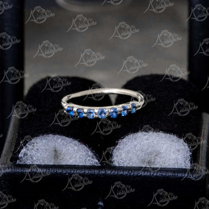 Jewelry Avalanche Unisex 20G 14K Gold 7-stone Blue Sapphire Nose Hoop, 8mm(5/16") Nose Ring