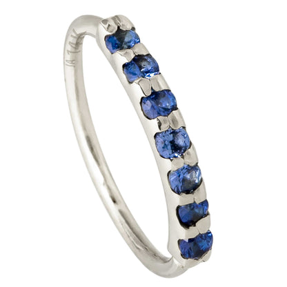 Jewelry Avalanche Unisex 20G 14K Gold 7-stone Blue Sapphire Nose Hoop, 8mm(5/16") Nose Ring