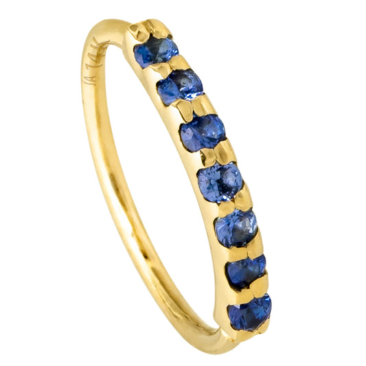 Jewelry Avalanche Unisex 20G 14K Gold 7-stone Blue Sapphire Nose Hoop, 8mm(5/16") Nose Ring