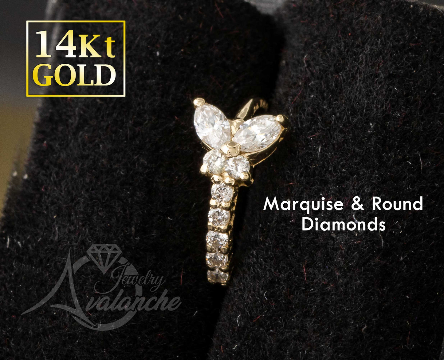 Jewelry Avalanche 14K Gold Butterfly Diamond Nose Hoop Ring, 20G 8mm Twist-open Nose Ring