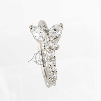 Jewelry Avalanche 14K Gold Butterfly Diamond Nose Hoop Ring, 20G 8mm Twist-open Nose Ring