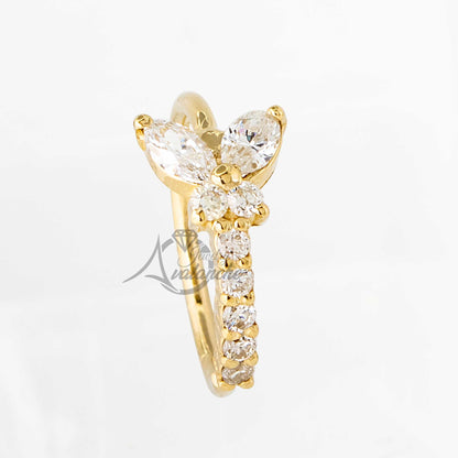 Jewelry Avalanche 14K Gold Butterfly Diamond Nose Hoop Ring, 20G 8mm Twist-open Nose Ring