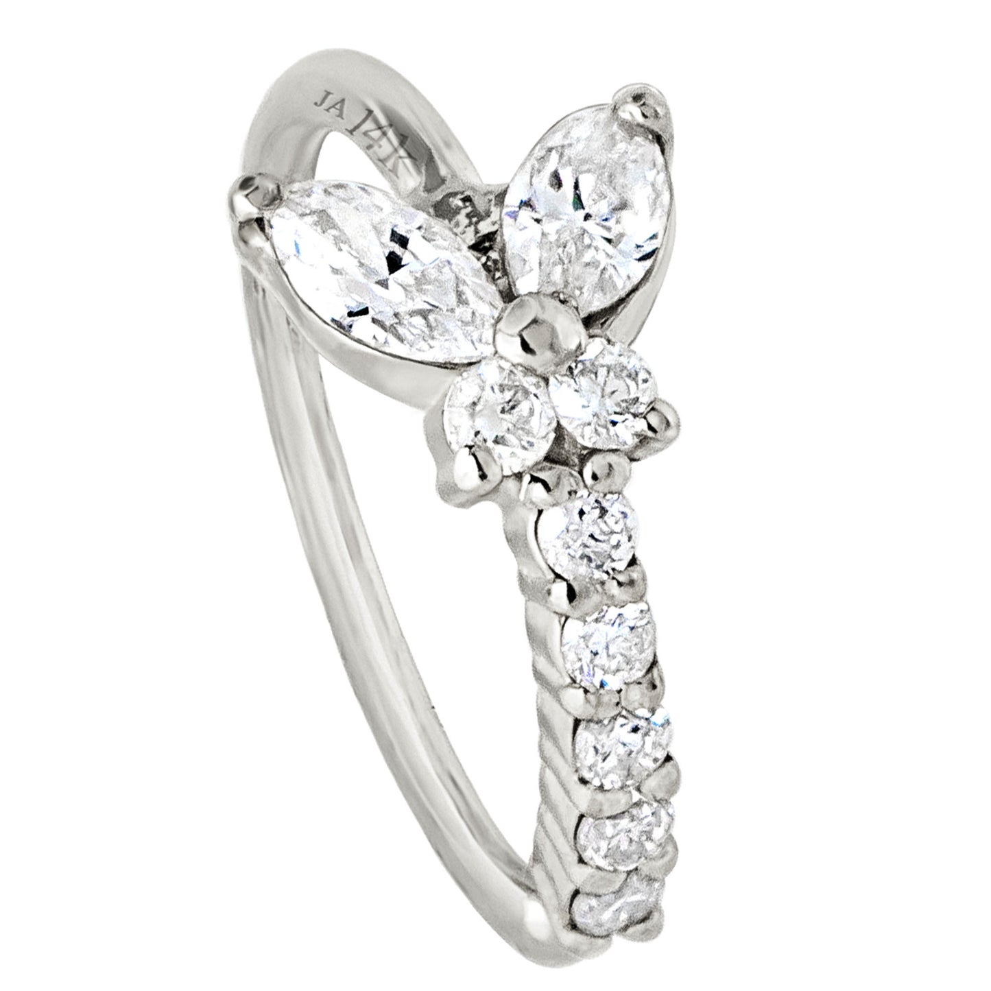 Jewelry Avalanche 14K Gold Butterfly Diamond Nose Hoop Ring, 20G 8mm Twist-open Nose Ring