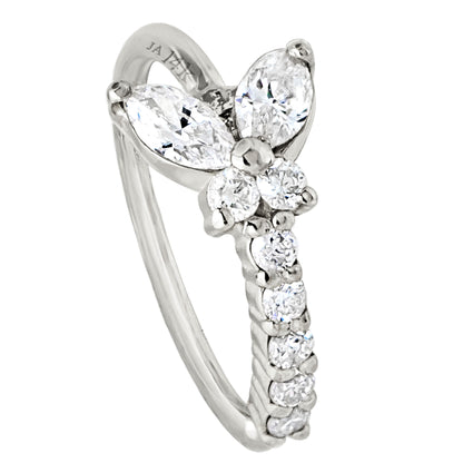 Jewelry Avalanche 14K Gold Butterfly Diamond Nose Hoop Ring, 20G 8mm Twist-open Nose Ring