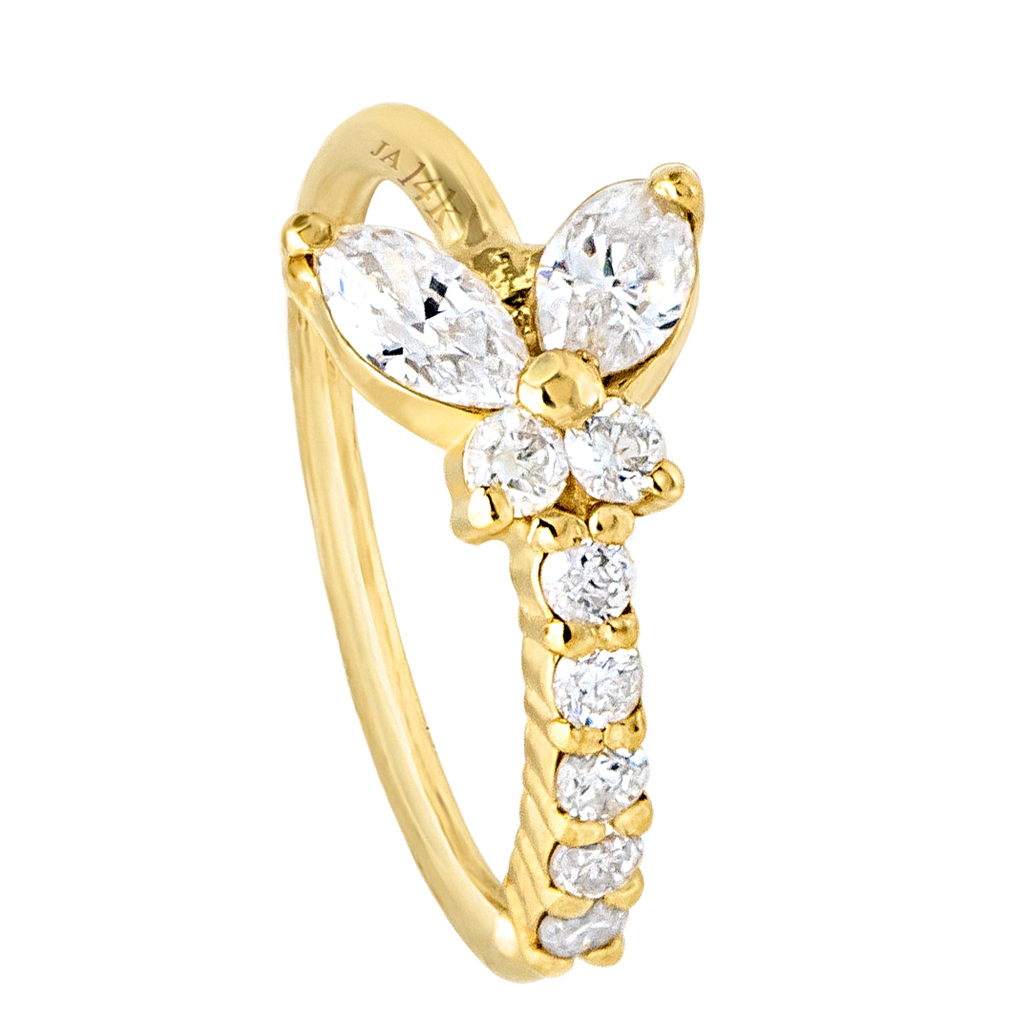 Jewelry Avalanche 14K Gold Butterfly Diamond Nose Hoop Ring, 20G 8mm Twist-open Nose Ring
