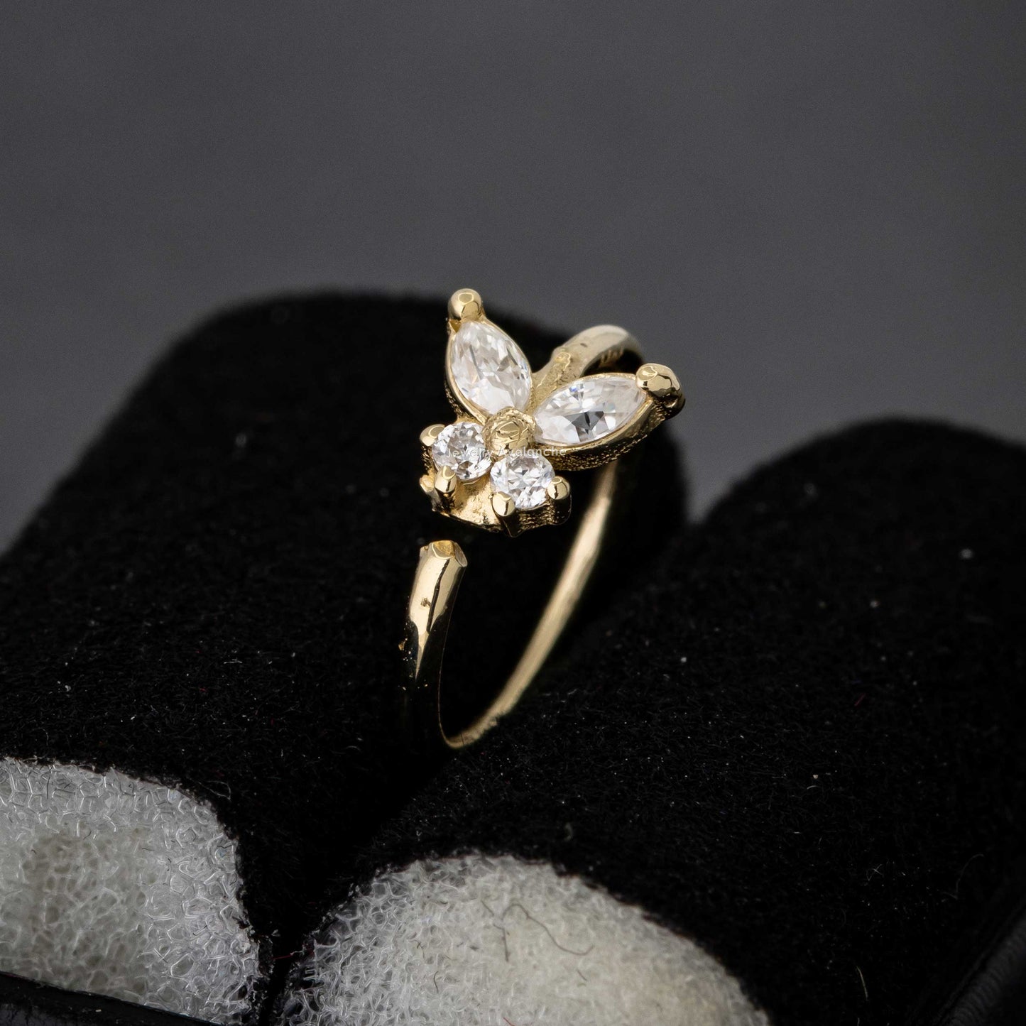 Jewelry Avalanche 14K Gold Butterfly Marquise Diamond Nose Hoop Ring, 20G, 8mm, Twist-open