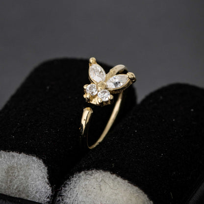 Jewelry Avalanche 14K Gold Butterfly Marquise Diamond Nose Hoop Ring, 20G, 8mm, Twist-open