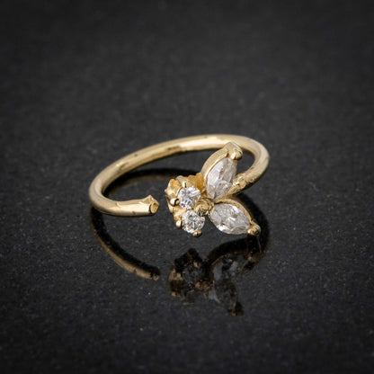 Jewelry Avalanche 14K Gold Butterfly CZ Nose Hoop Ring, 20G, 8mm, Twist-open