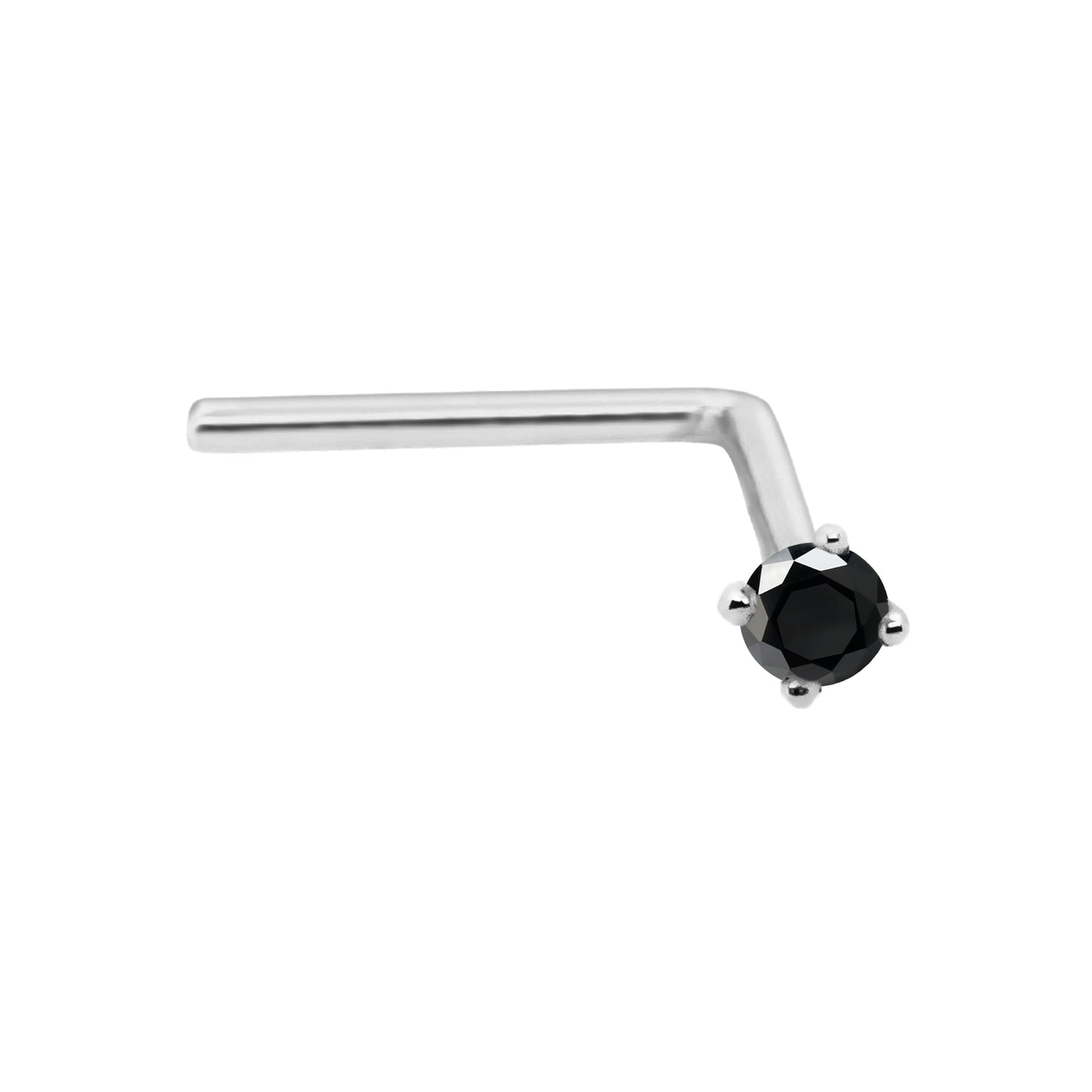 Jewelry Avalanche 22G 14K Gold L-shape Nose Stud with Black Diamond