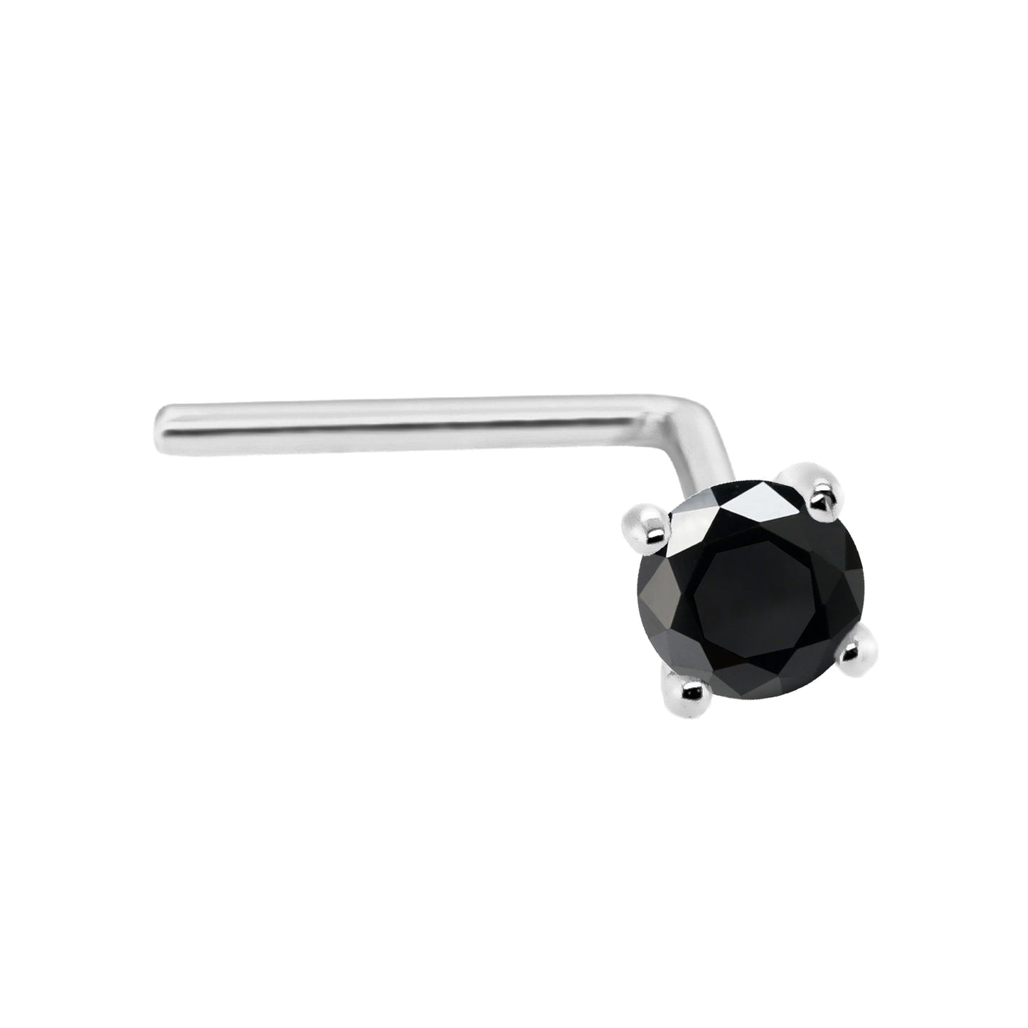 Jewelry Avalanche 22G 14K Gold L-shape Nose Stud with Black Diamond