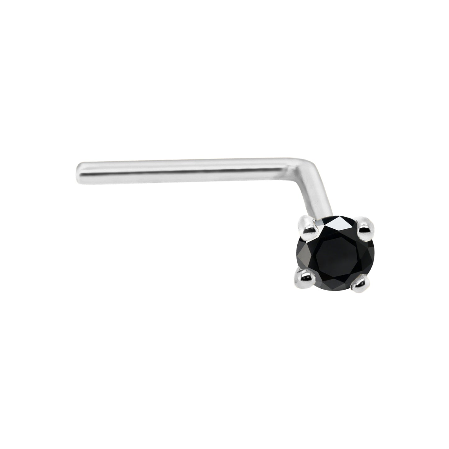 Jewelry Avalanche 22G 14K Gold L-shape Nose Stud with Black Diamond