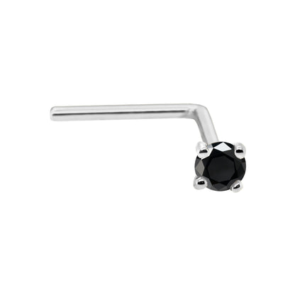 Jewelry Avalanche 22G 14K Gold L-shape Nose Stud with Black Diamond