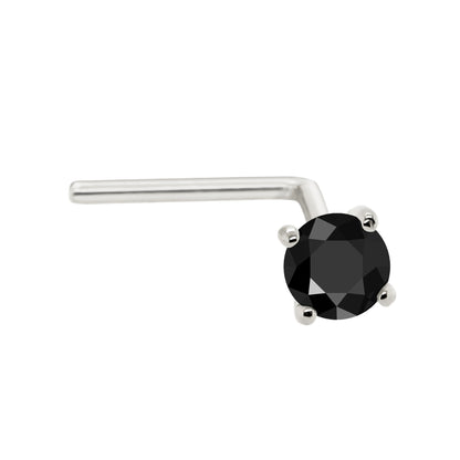Jewelry Avalanche 22G 14K Gold L-shape Nose Stud with Black Diamond