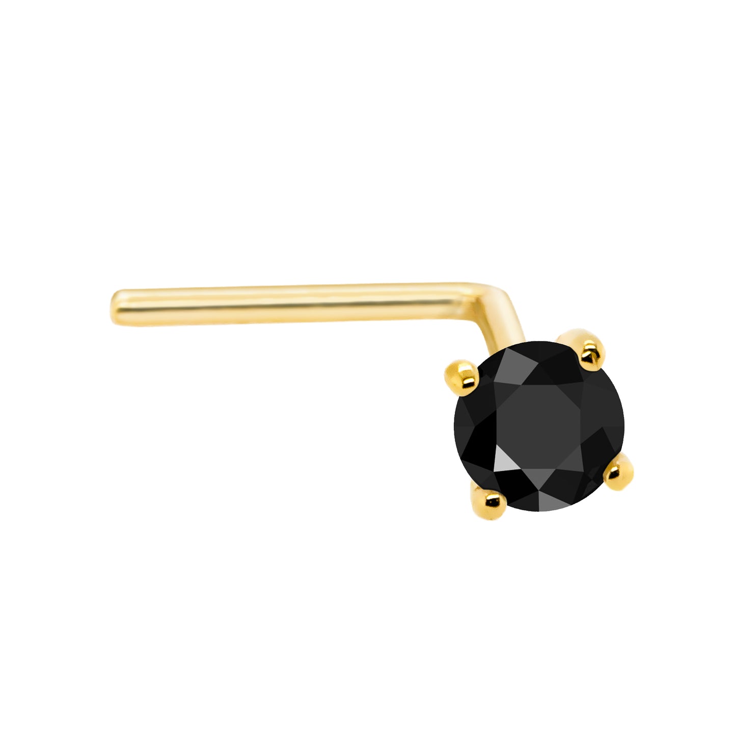Jewelry Avalanche 22G 14K Gold L-shape Nose Stud with Black Diamond