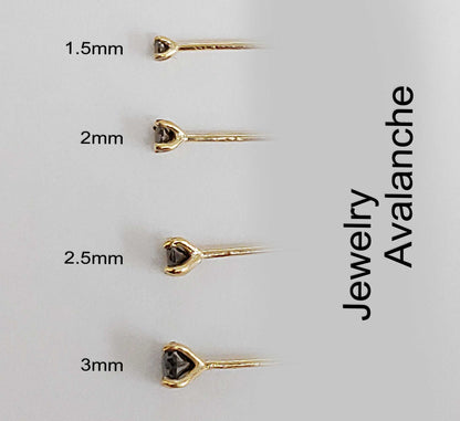 Jewelry Avalanche Black Moissanite 22G 14K Gold L-shape Nose Stud