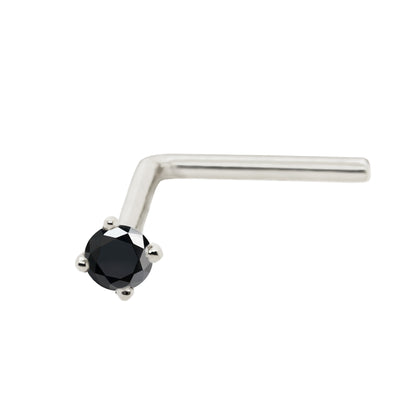 Jewelry Avalanche Black Moissanite 22G 14K Gold L-shape Nose Stud