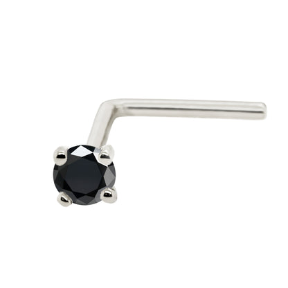 Jewelry Avalanche Black Moissanite 22G 14K Gold L-shape Nose Stud
