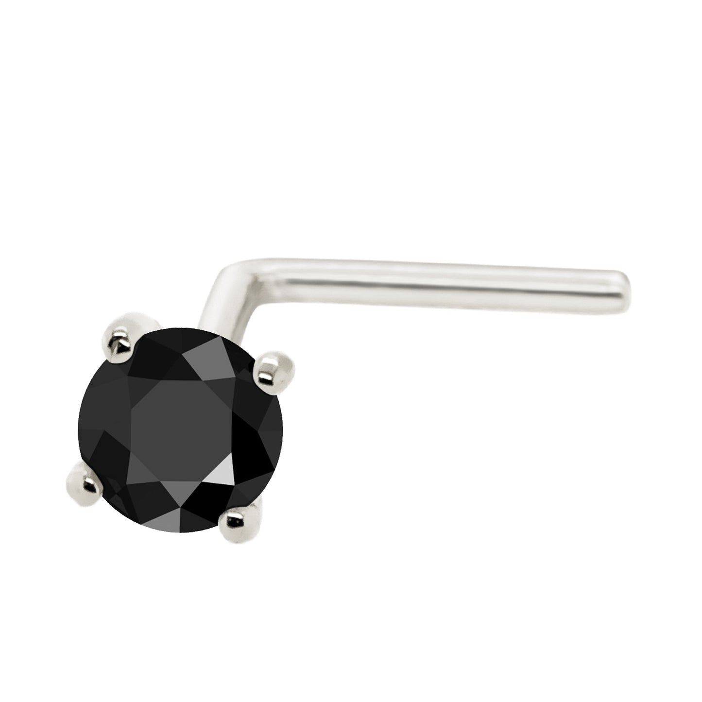 Jewelry Avalanche Black Moissanite 22G 14K Gold L-shape Nose Stud