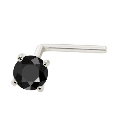 Jewelry Avalanche Black Moissanite 22G 14K Gold L-shape Nose Stud