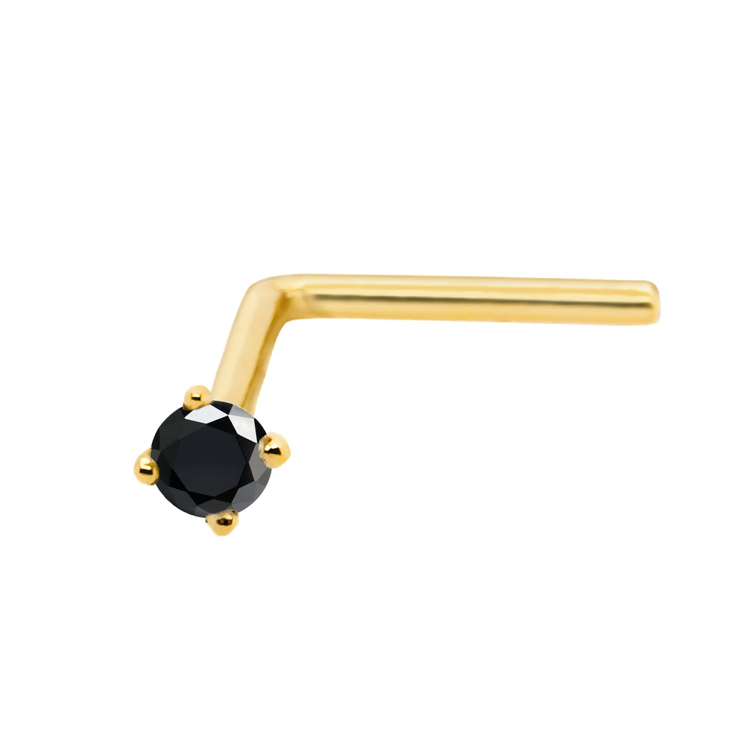 Jewelry Avalanche Black Moissanite 22G 14K Gold L-shape Nose Stud