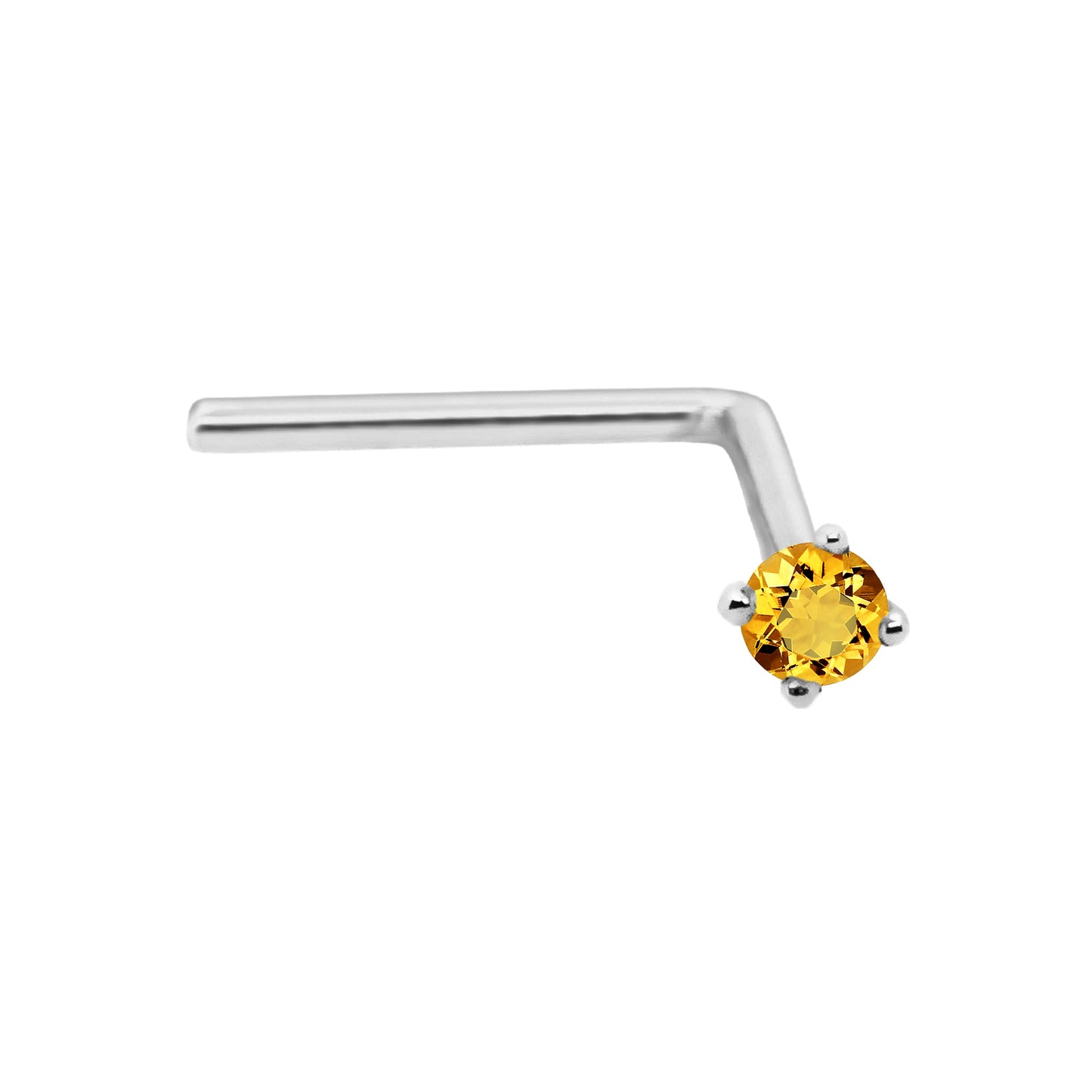 Jewelry Avalanche 22G 14K Gold L-shape Nose Stud with Citrine Gemstone