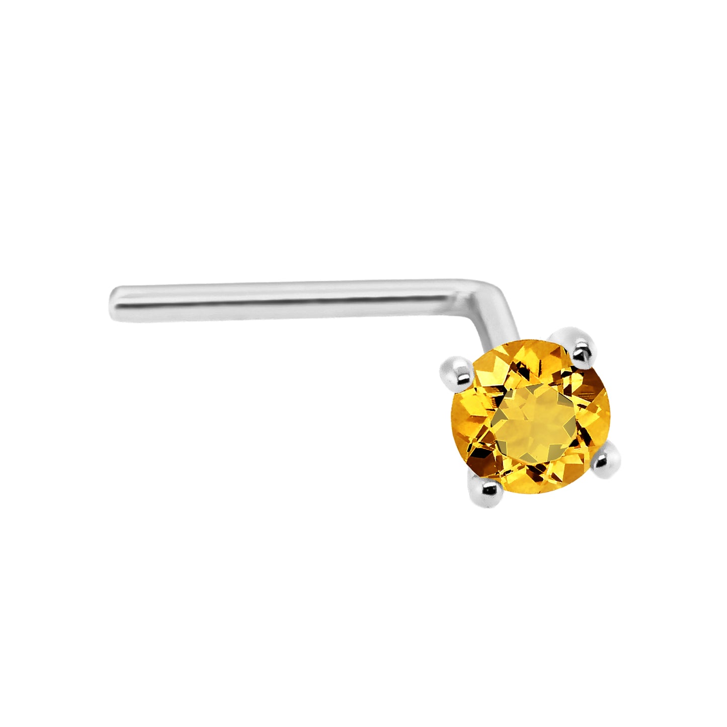 Jewelry Avalanche 22G 14K Gold L-shape Nose Stud with Citrine Gemstone